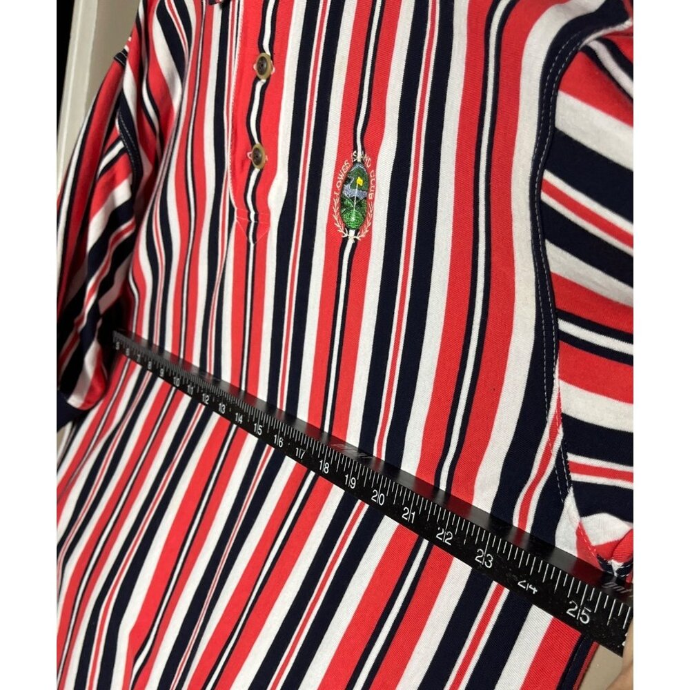 Cutter & Buck Golf Shirt Polo Cotton Summer Classic Tomato Red Striped Mens XLT - Picture 7 of 10